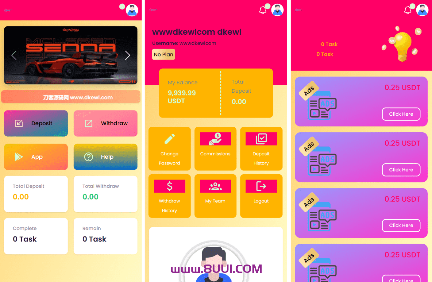 SENNA海外广告奖励投资理财源码附详细教程